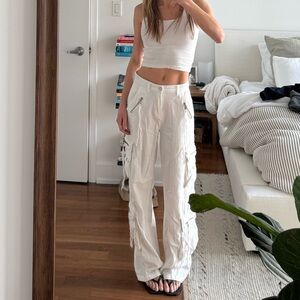 Blank NYC Off-White Cargo Wide-Leg Pants